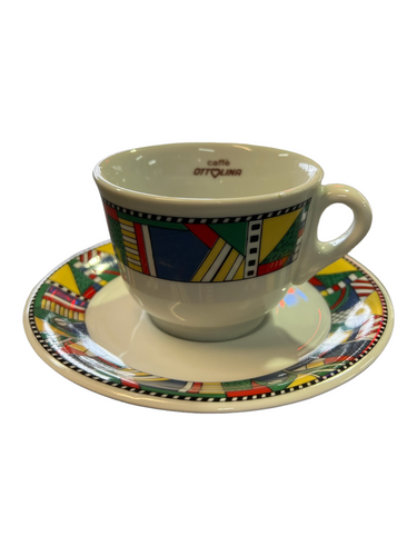 Caffè Ottolina 4oz. Colored Cappuccino Cup w/saucer