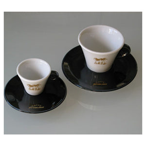 Caffè Ottolina 4oz. White Palme Cappuccino Cup w/saucer
