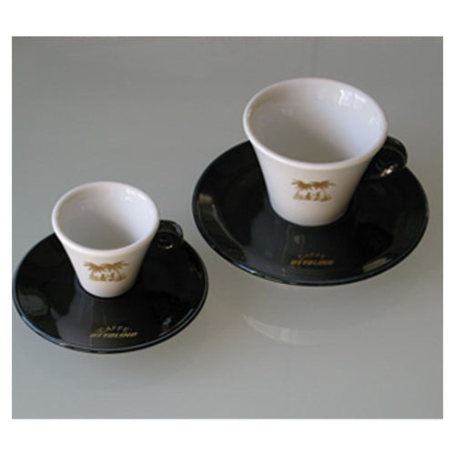 Caffè Ottolina 2oz. White Palme Espresso Cup w/saucer